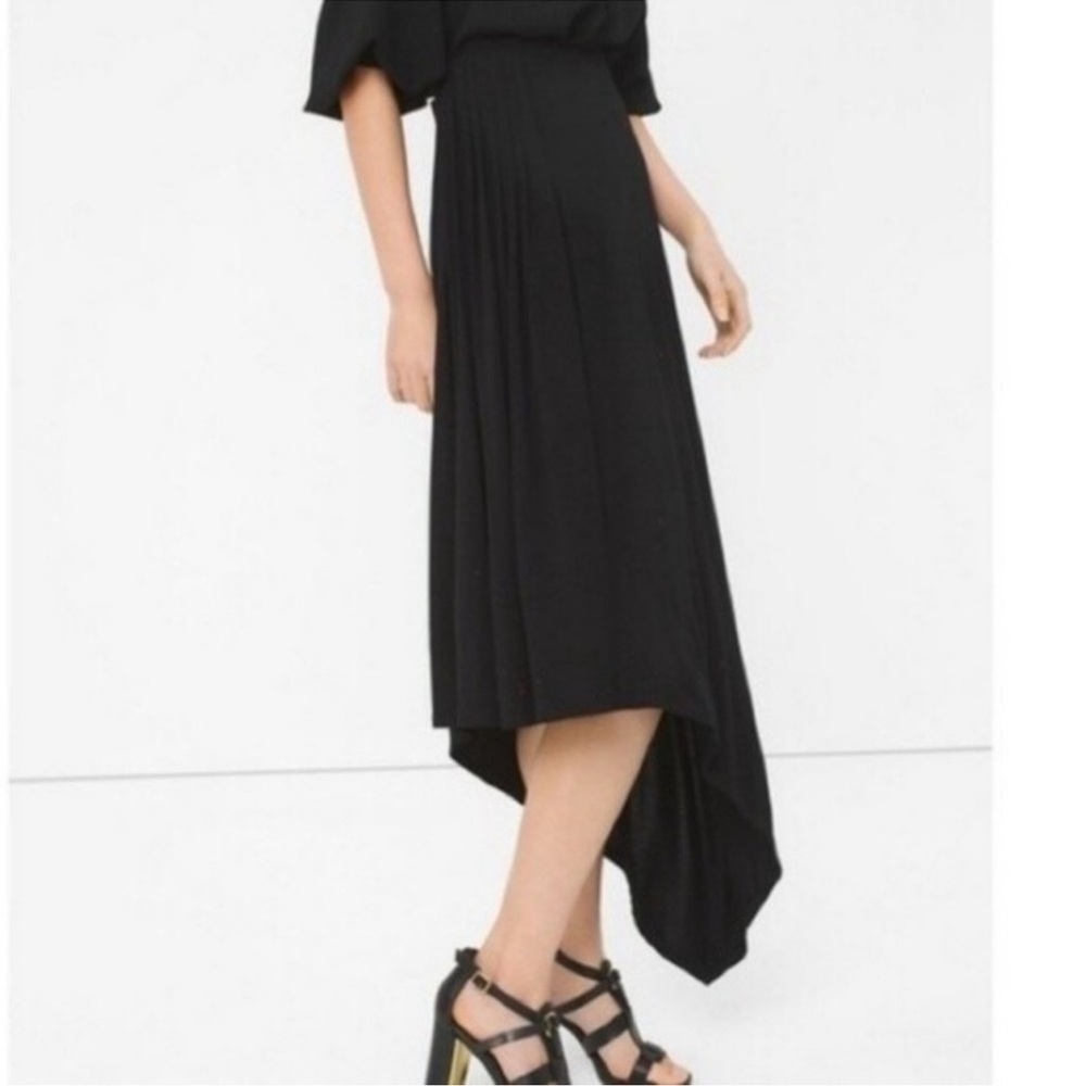 White House Black Market Black Asymmetrical Midi Skirt